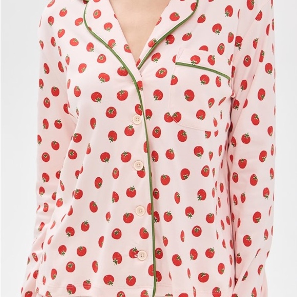 Charming Pink Tomato Print Women's Pajamas